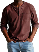 Shirt Men | Long Sleeve Henley & Chest Pocket Casual Design