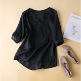 Blouse Women | Embroidered V-Neck & Relaxed Everyday Fit