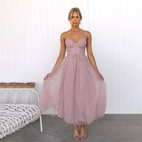 Midi Dress Women | Tulle Skirt Corset Bodice & Spaghetti Strap Design