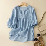 Blouse Women | Pintuck V-Neck & Smocked Waist Summer Design