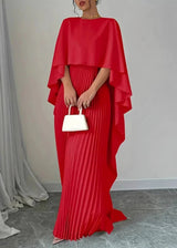 Maxi Dress | Women's Cape Overlay Pleated Formal