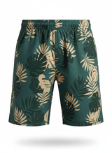 Tropical Leaf Print Trunks with Mesh-Lined Trunk Cut