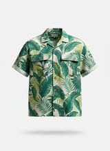Short Sleeve Shirt with Tropical Camp Collar Cut