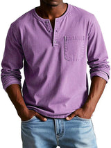 Shirt Men | Long Sleeve Henley & Chest Pocket Casual Design