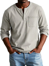 Shirt Men | Long Sleeve Henley & Chest Pocket Casual Design