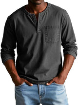 Shirt Men | Long Sleeve Henley & Chest Pocket Casual Design