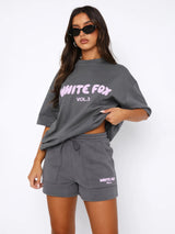 Oversized Co Ord Set Women | Graphic Tee & Shorts Matching Set