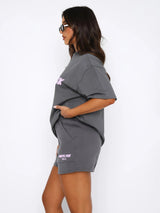 Oversized Co Ord Set Women | Graphic Tee & Shorts Matching Set