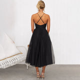 Midi Dress Women | Tulle Skirt Corset Bodice & Spaghetti Strap Design