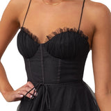 Midi Dress Women | Tulle Skirt Corset Bodice & Spaghetti Strap Design