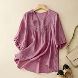 Blouse Women | Pintuck V-Neck & Smocked Waist Summer Design