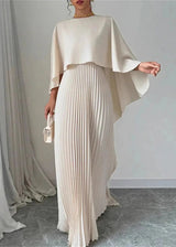 Maxi Dress | Women's Cape Overlay Pleated Formal