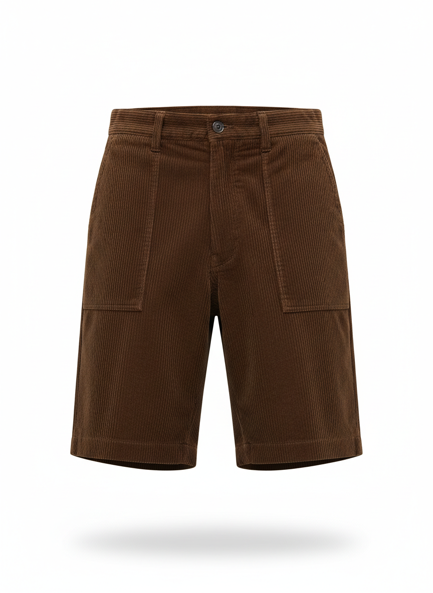 Corduroy Shorts with Straight-Leg Retro Cut