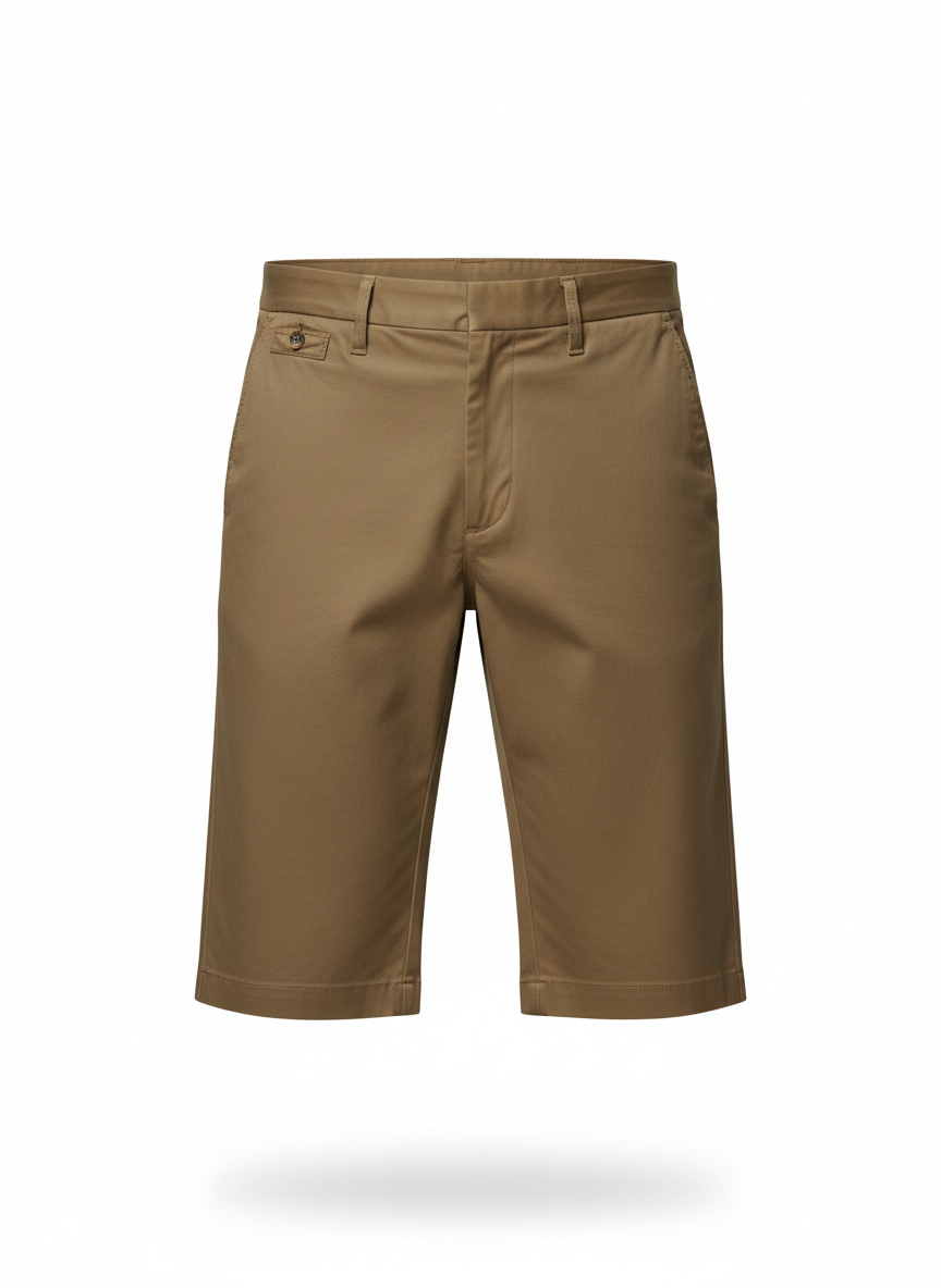 Chino Shorts with Flat-Front Knee Length Cut