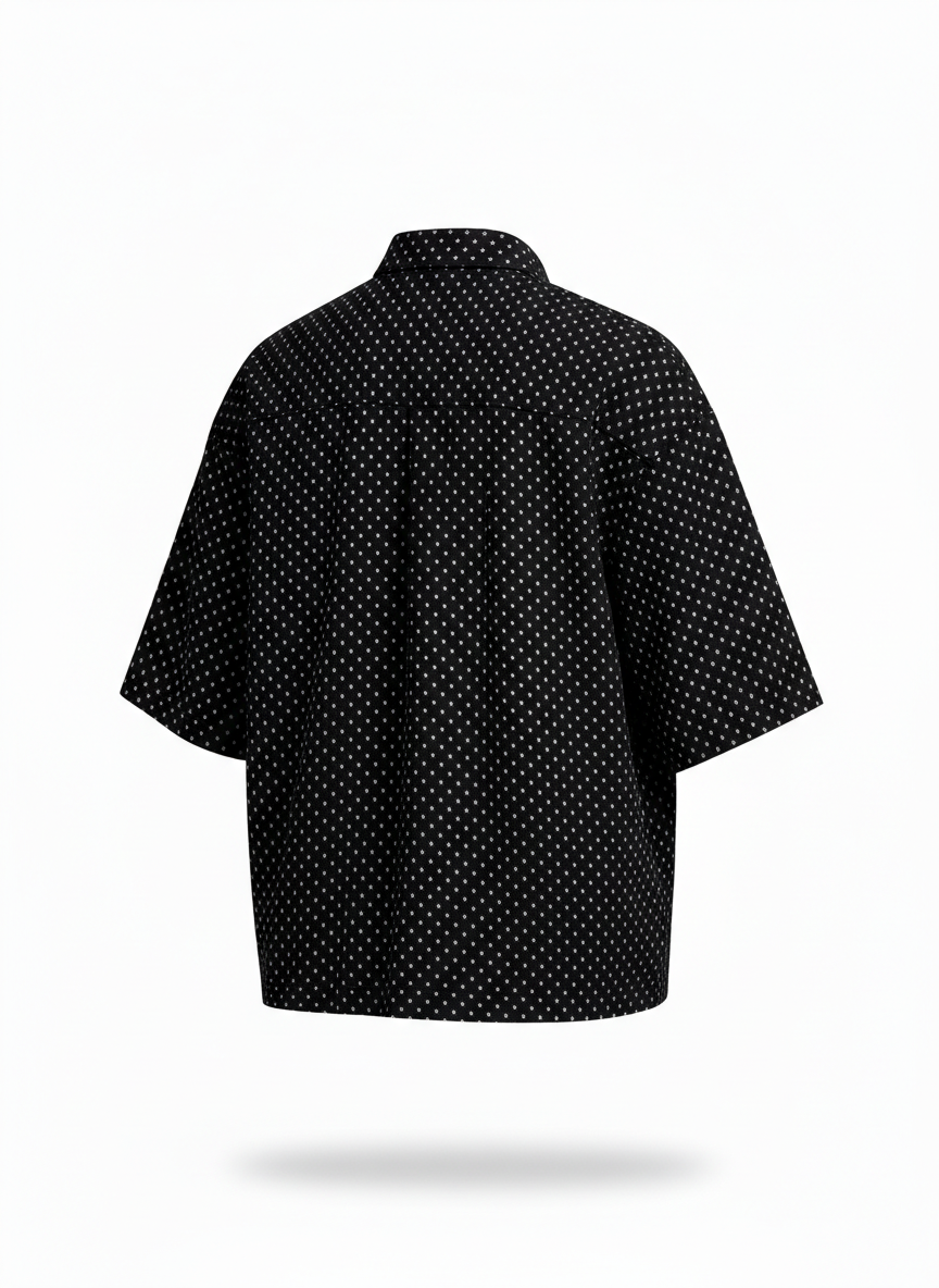Short Sleeve Shirt Monochrome Pattern Cut