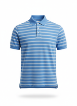 Striped Polo T-shirt with Ribbed Cuff Polo Cut