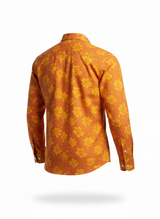 Long Sleeve Shirt in Orange with Boxy Floral Cut